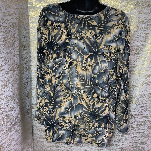 Carol Rose oversized long sleeve printed leaf blouse size 3X - Picture 6 of 11
